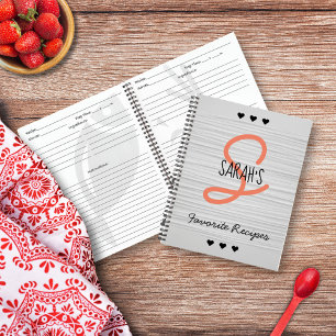 Personalised Modern Script Monogram Recipe Notebook