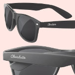 Personalised Modern Script Name Sunglasses<br><div class="desc">Add your name to customise both sides in a modern script typography font.</div>