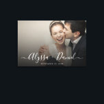 Personalised Modern Script Names wedding photo Canvas Print<br><div class="desc">Celebrate your love story with this elegant Personalised Wedding Photo Canvas, featuring your favourite photo, modern script names, and wedding date. Designed as both a beautiful wedding day decoration and lasting home decor keepsake, this stretched canvas makes a timeless addition to any space. Perfect for displaying at your ceremony, reception,...</div>