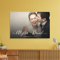 Personalised Modern Script Names wedding photo