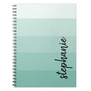 Personalised Modern Signature Colour Block Aqua Notebook