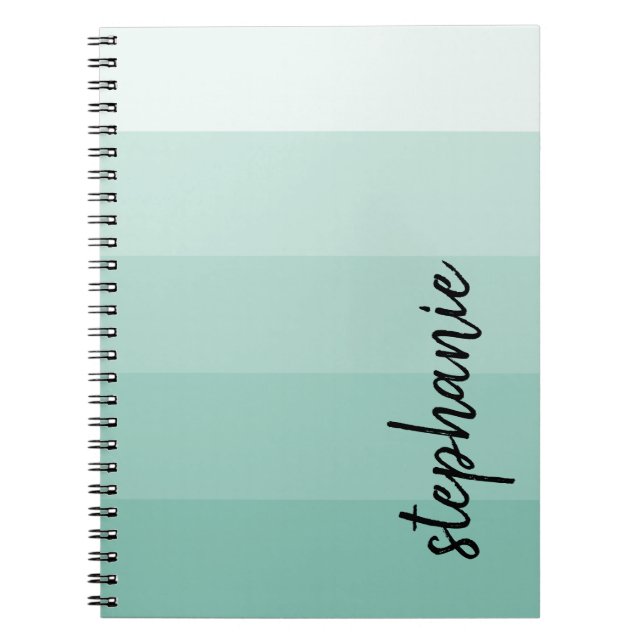 Personalised Modern Signature Colour Block Aqua Notebook (Front)