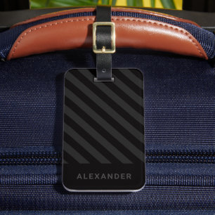 Personalised Modern Simple Black Stripes Luggage Tag