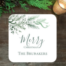Personalised Modern Simple Greenery Christmas