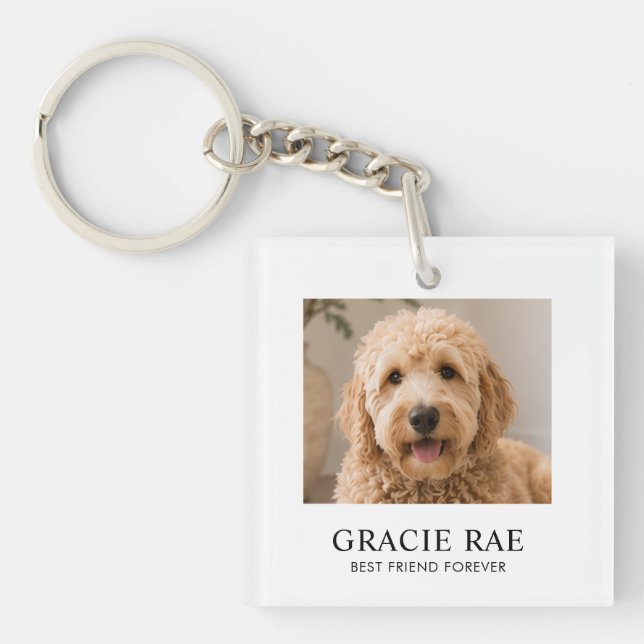 Personalised Modern Simple Pet Photo Key Ring (Front)