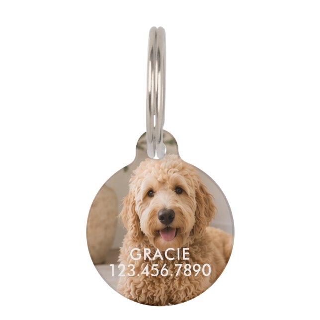 Personalised Modern Simple Pet Photo Tag (Front)