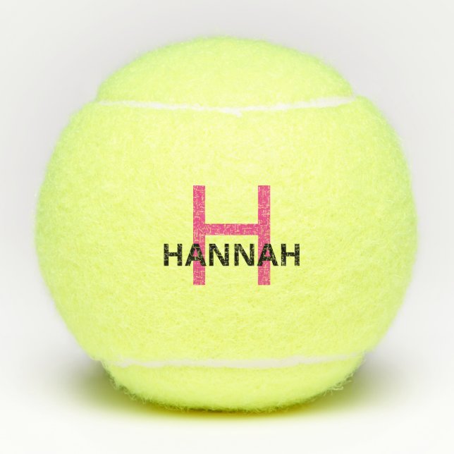 Personalised Modern Simple Pink Monogram Tennis Balls (Front)