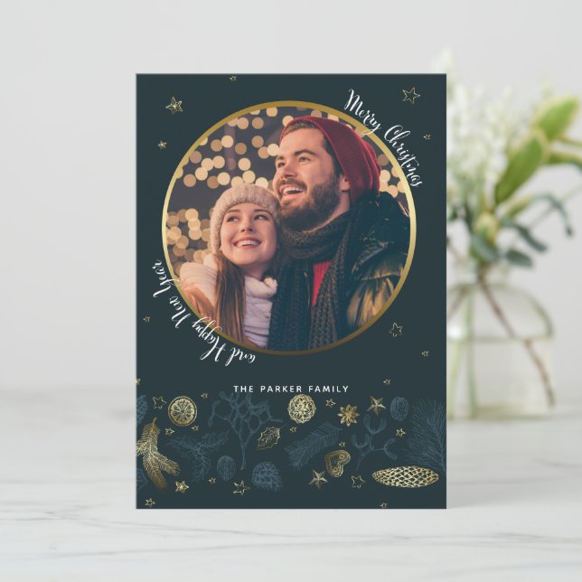 Personalised Modern Single Photo Christmas Card (Standing Front)