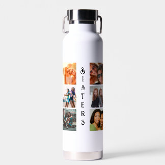 Personalised Modern Sisters 6 Photo Collage Water Bottle