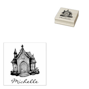 Personalised Modern Spooky vintage Haunted house Rubber Stamp