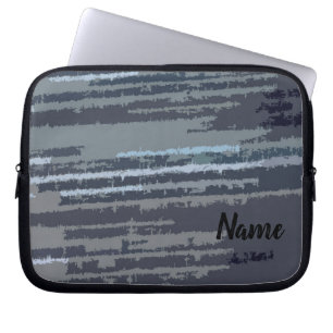 Personalised Modern Stylish Blue Striped Pattern Laptop Sleeve
