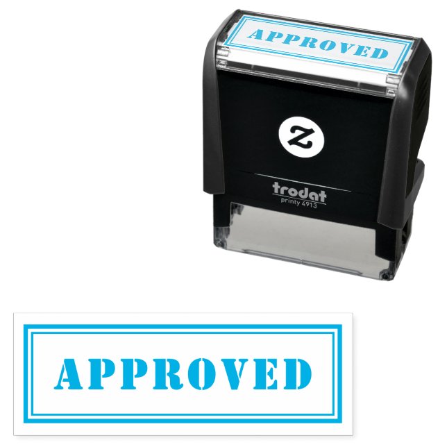 Personalised Modern Stylish Light Blue APPROVED Self-inking Stamp (In Situ)