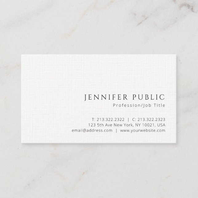 Personalised Modern Stylish Luxe Premium Linen Business Card (Front)