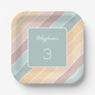 Personalised Modern Summer Vibe Creamy Colours Paper Plate