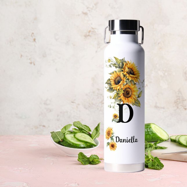 Personalised Modern Sunflower Water Bottle (Creator Uploaded)