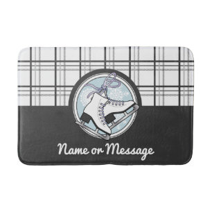 Personalised Modern Tartan Ice Skating Bath Mat