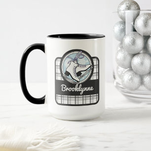 Personalised Modern Tartan Ice Skating Mug