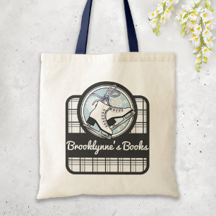 Personalised Modern Tartan Ice Skating Tote Bag