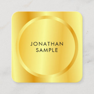 Personalised Modern Template Metallic Gold Look Square Business Card