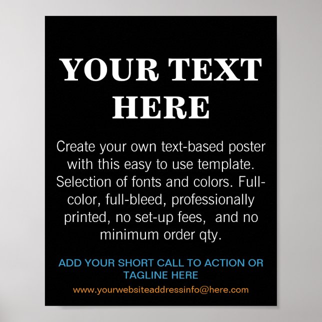 Personalised Modern Text Black Poster (Front)