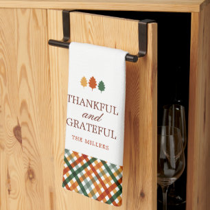 Personalised Modern Thankful Grateful Thanksgiving Tea Towel