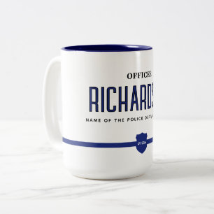 Personalised Modern Thin Blue Line Police Officer  Two-Tone Coffee Mug