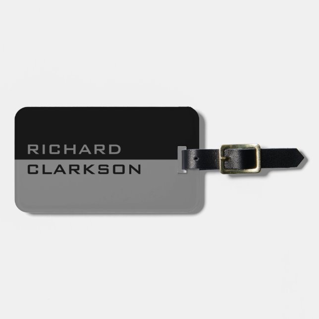 Personalised modern travel luggage tag for men (Front Horizontal)