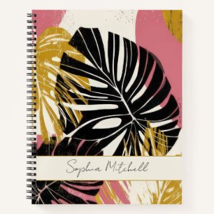 Personalised Modern Tropical Boho Monstera Notebook