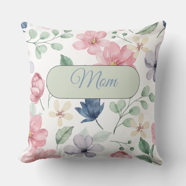 Personalised Modern Tropical Flowers Throw Pillow (Front)