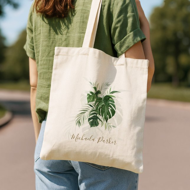 Personalised Modern Tropical Leaves Tote Bag (Creator Uploaded)