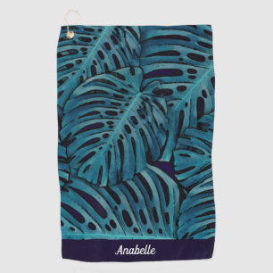 Personalised Modern Turquoise Tropical Theme Golf Towel