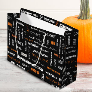 Personalised Modern Typography Halloween Large Gift Bag