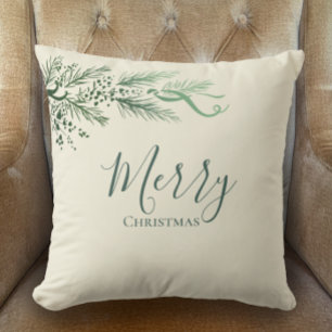 Personalised Modern Unique Pine Merry Christmas Cushion