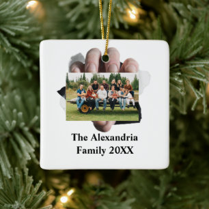 Personalised Modern vintage family photo template Ceramic Ornament