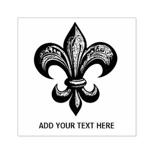 Personalised Modern Vintage French Fleur de Lis Rubber Stamp
