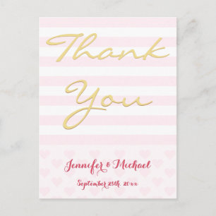 Personalised Modern Wedding Bride Groom Thank You Postcard