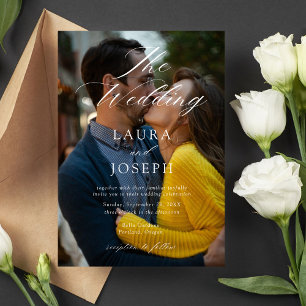 Personalised Modern White and Black Photo Wedding Invitation