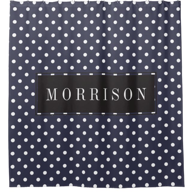 Personalised - Modern White Polka Dots Shower Curtain (Front)