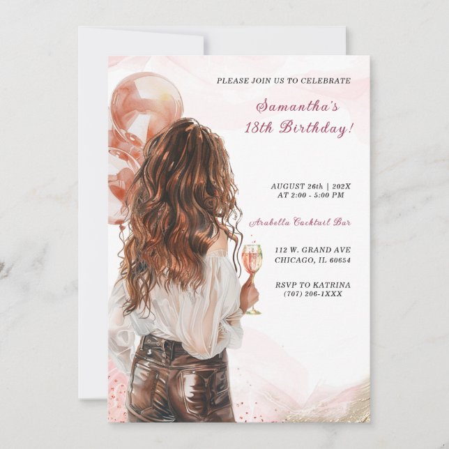Personalised Modern Women Birthday invites (Front)