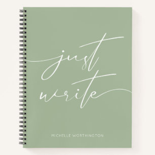 Personalised Modern Writer's Journal Sage Notebook