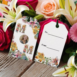 Personalised MOM Mothers Day flower Photo Gift Tags