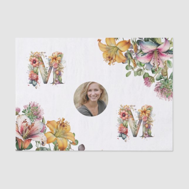 Personalised MOM Mothers Day flower Photo Tissue Paper (Front)