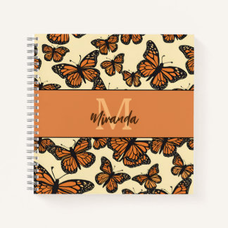 Personalised Monarch Butterfly Monogram Sketchbook Notebook