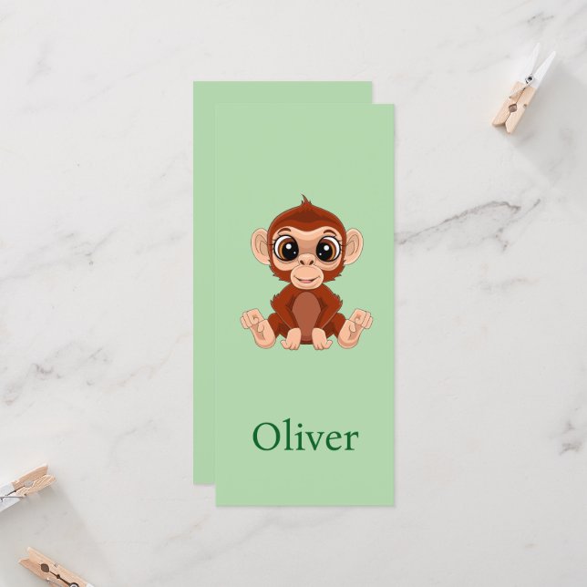 Personalised Monkey Bookmark (Front/Back In Situ)