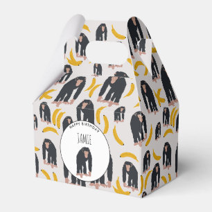 Personalised Monkey Chimpanzee & Banana Birthday Favour Box