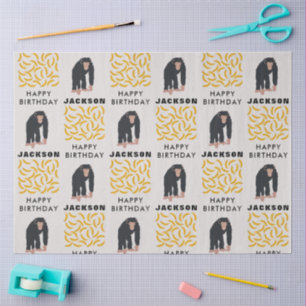 Personalised Monkey Chimpanzee & Banana Birthday  Tissue Paper