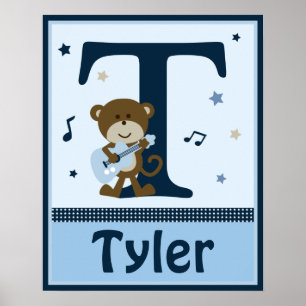 Personalised Monkey Rocker/Rockstar Name Poster