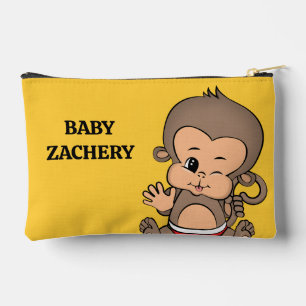 Personalised Monkey Yellow Accessory Pouch