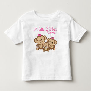 Personalised Monkeys Middle Sister Toddler T-Shirt