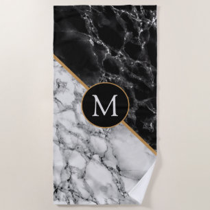 Personalised Monogar Black and White Beach Towel